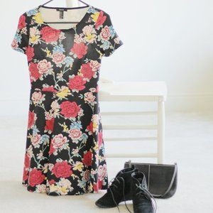 Mini Dress - S - Forever 21 - Black Floral
